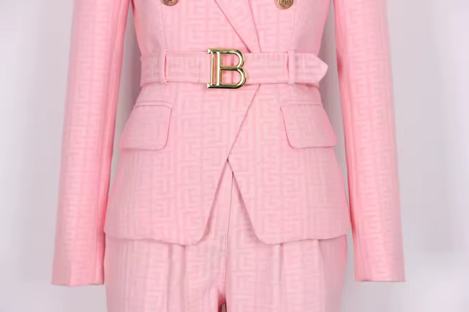 Boss Babe Pink Double-Breasted Blazer & Trousers Set