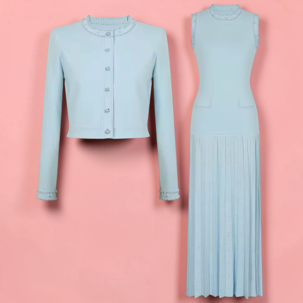 Boss Babe Pearl-Trimmed Cardigan & Sleeveless Maxi Dress Beautylicious you