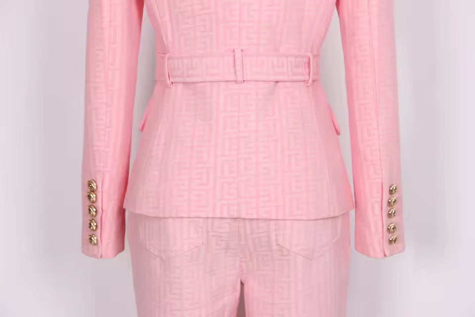 Boss Babe Pink Double-Breasted Blazer & Trousers Set