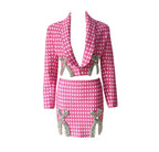 Boss Babe Bandage Bow Tops Mini Skirts Two Pieces Set