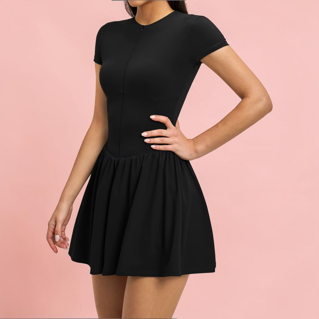 Zaluma Zipper Yoga Jumpsuit Dress