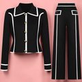 Boss Babe Patchwork Lapel Cardigan & Straight-Leg Pants Beautylicious you