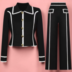 Boss Babe Patchwork Lapel Cardigan & Straight-Leg Pants Beautylicious you