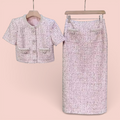 Boss Babe Crystal Pearl Tweed Top & Skirt Set