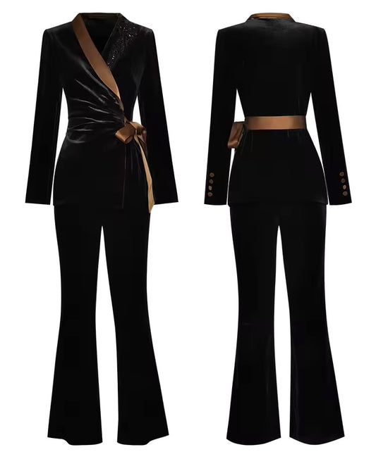 Boss Babe Black Velvet suit