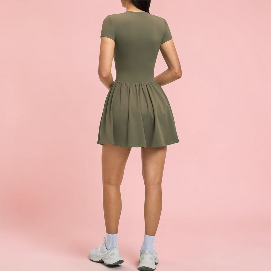 Zaluma Zipper Yoga Jumpsuit Dress