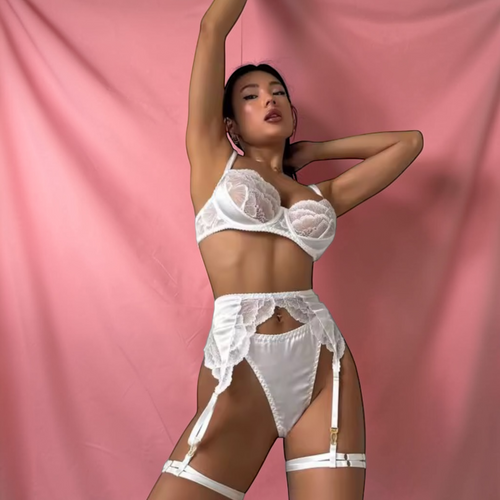 Ava Satin Lace Lingerie Set