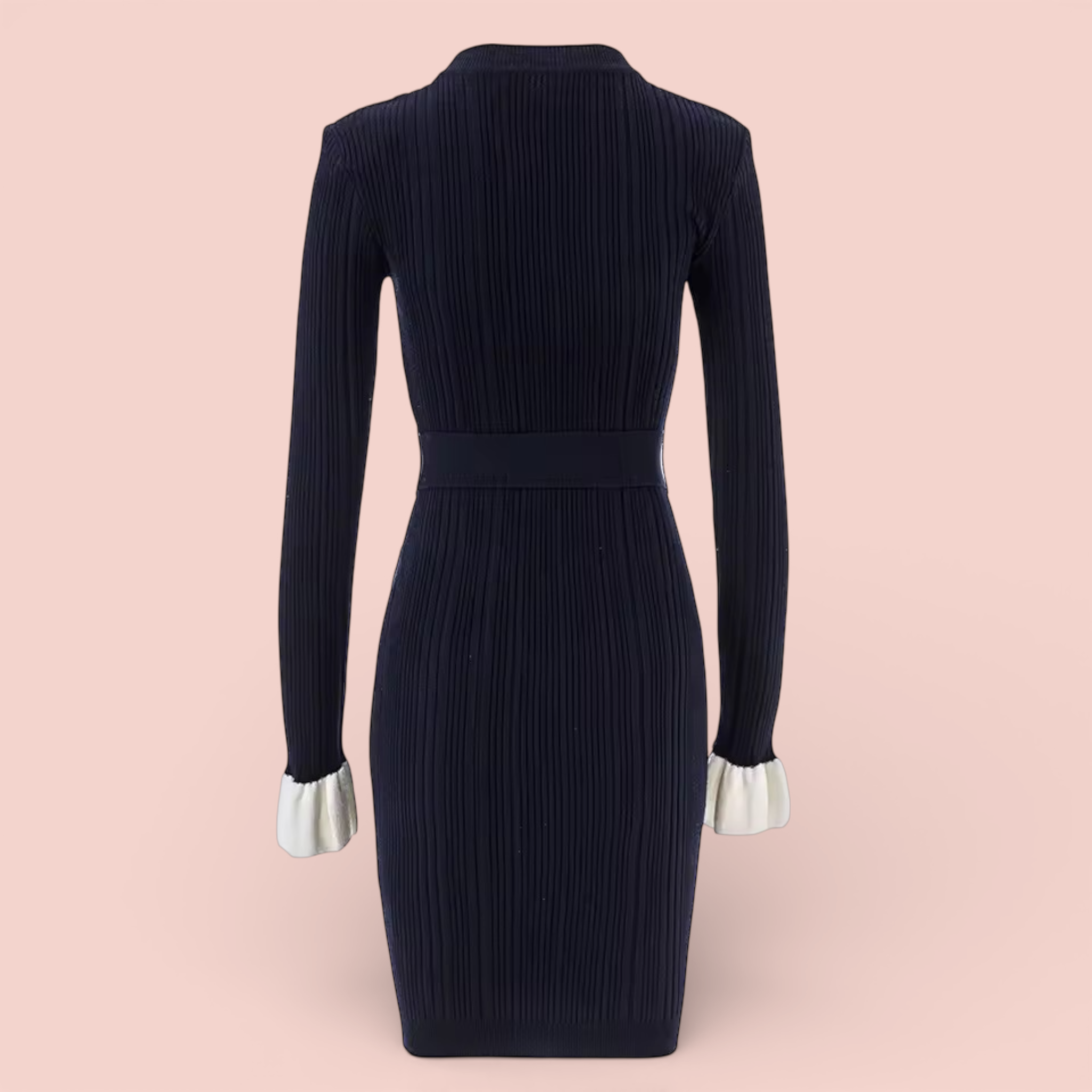 Boss Babe Elegant Knit Dress with Belt | Long Sleeve Colorblock