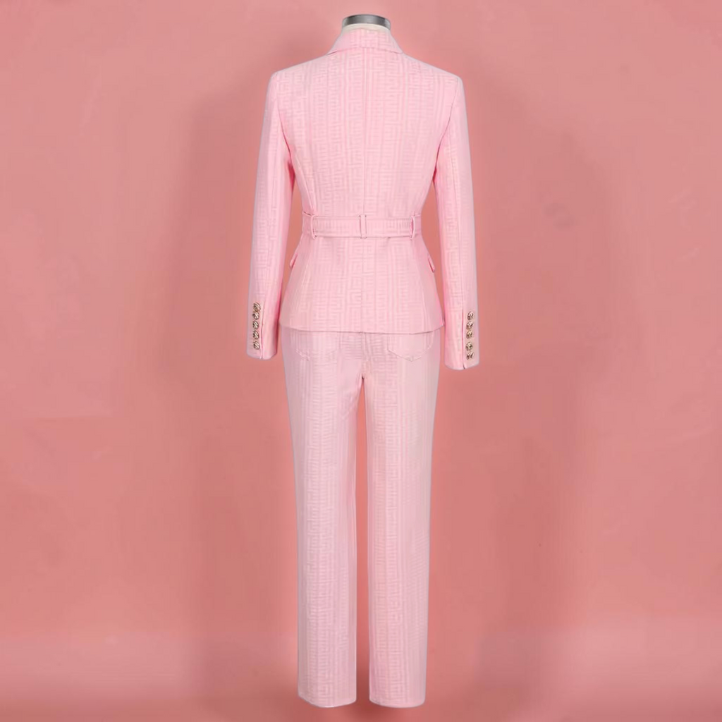 Boss Babe Pink Double-Breasted Blazer & Trousers Set
