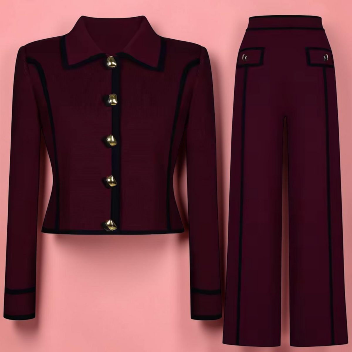 Boss Babe Patchwork Lapel Cardigan & Straight-Leg Pants Beautylicious you
