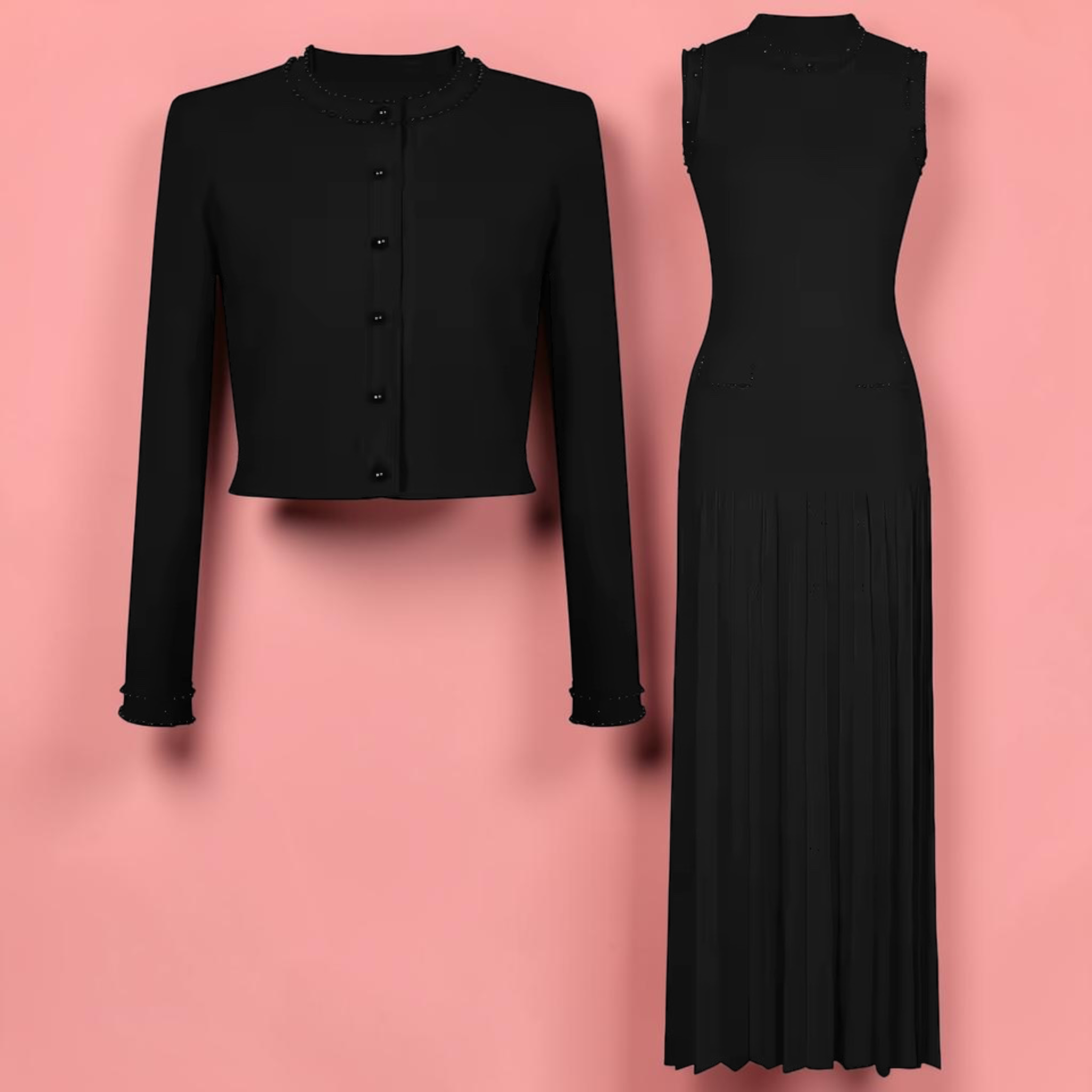 Boss Babe Pearl-Trimmed Cardigan & Sleeveless Maxi Dress Beautylicious you