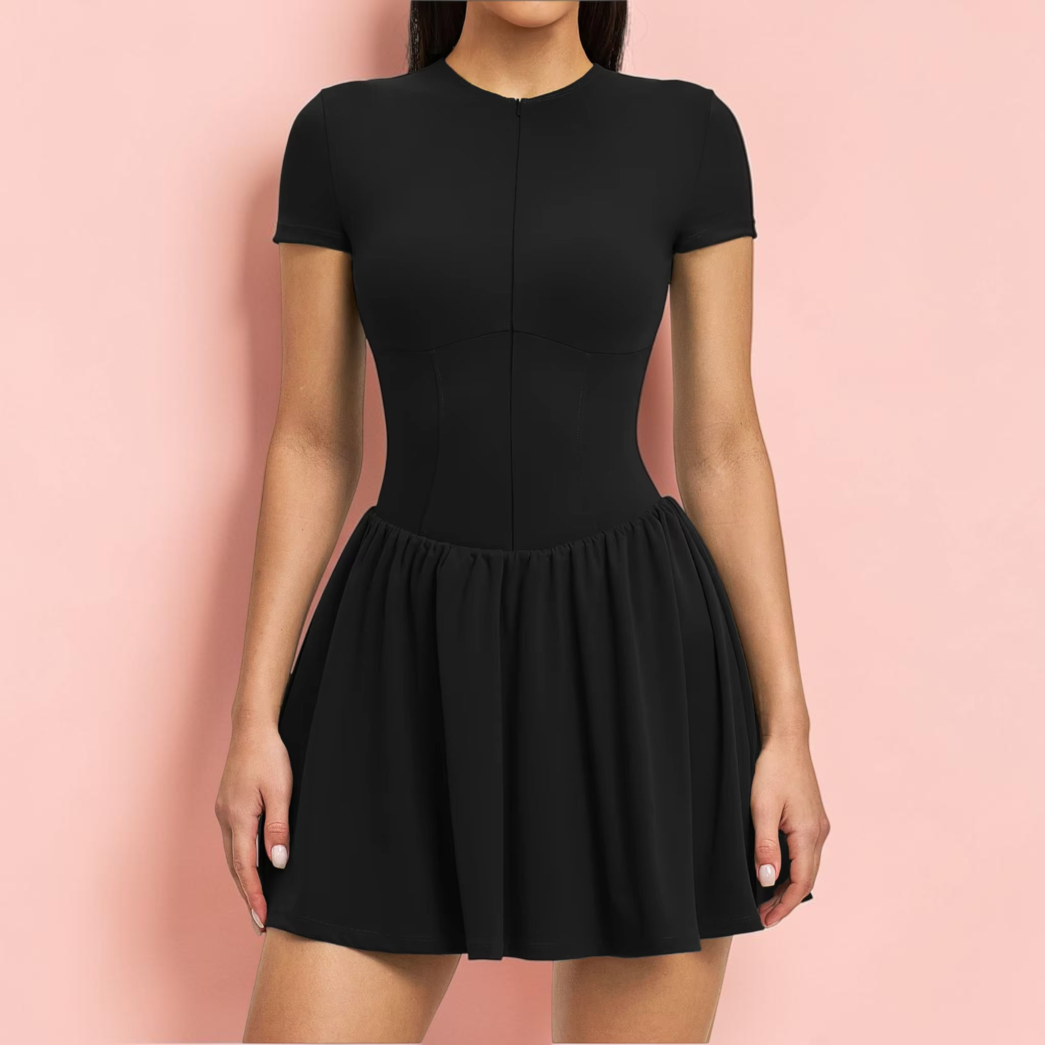 Zaluma Zipper Yoga Jumpsuit Dress