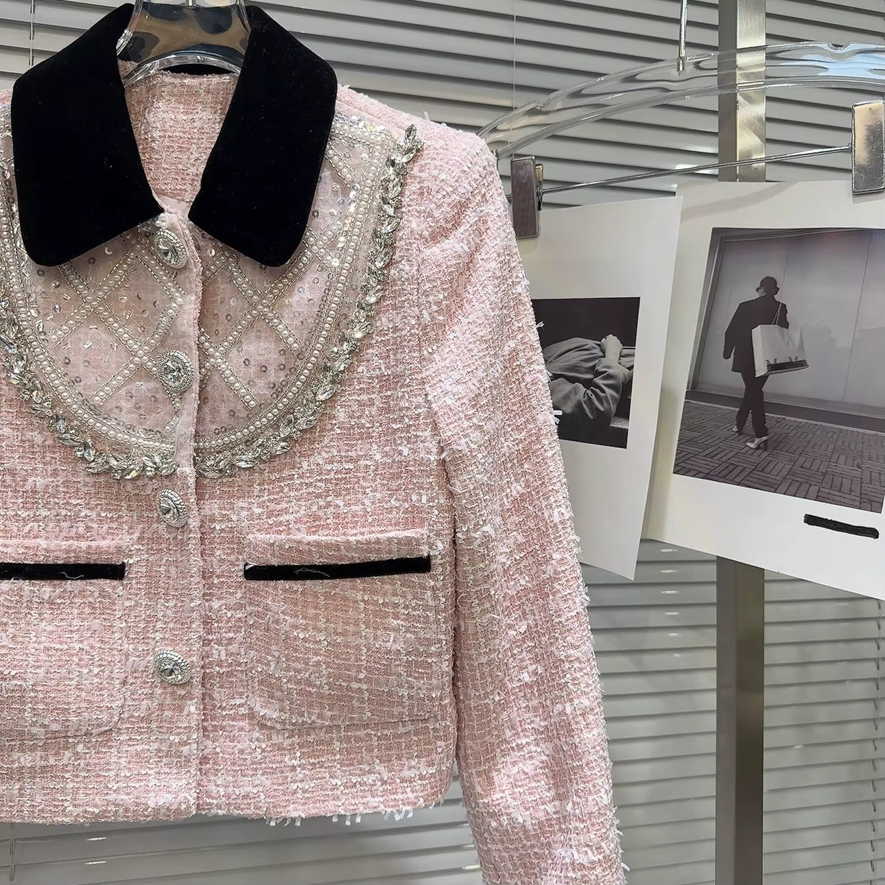 Boss Babe Short Jacket Coat Tweed Pink Mini Skirt