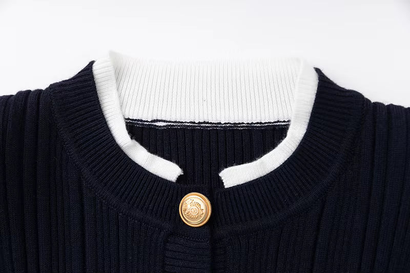 Boss Babe Elegant Knit Dress with Belt | Long Sleeve Colorblock