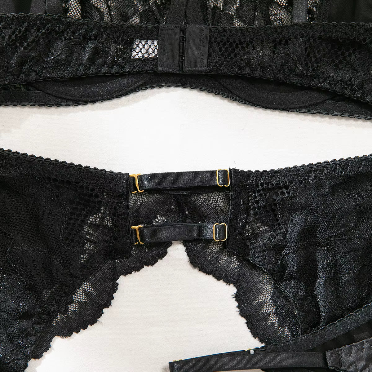 Ava Valentine Satin Lace Lingerie Set