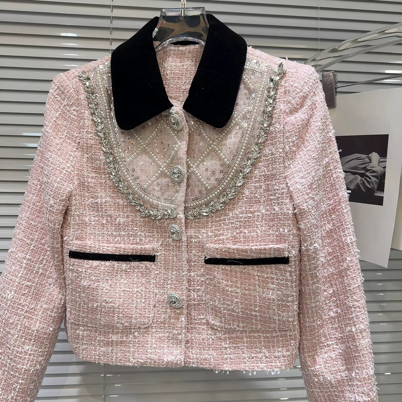 Boss Babe Short Jacket Coat Tweed Pink Mini Skirt