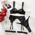 Ava Valentine Satin Lace Lingerie Set