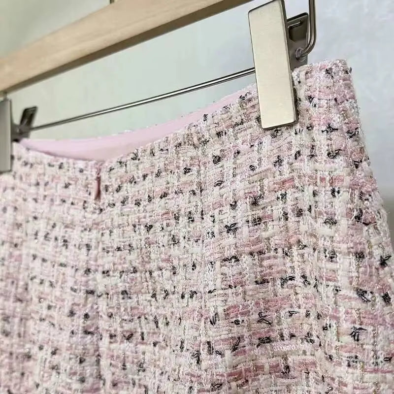 Boss Babe Crystal Pearl Tweed Top & Skirt Set