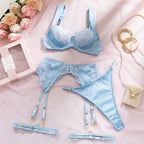 Ava Valentine Satin Lace Lingerie Set