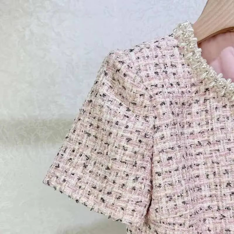 Boss Babe Crystal Pearl Tweed Top & Skirt Set