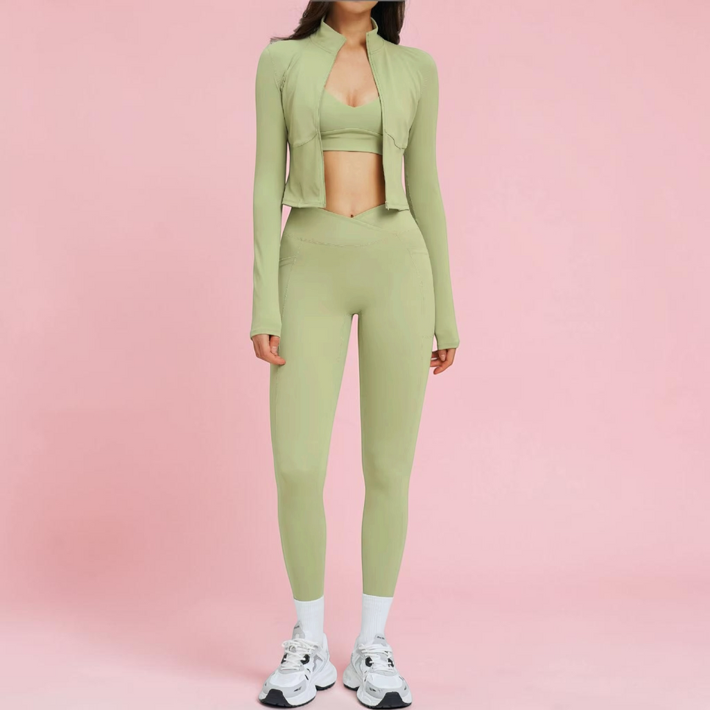 Olivia 3PCS Women Yoga Tracksuit Set