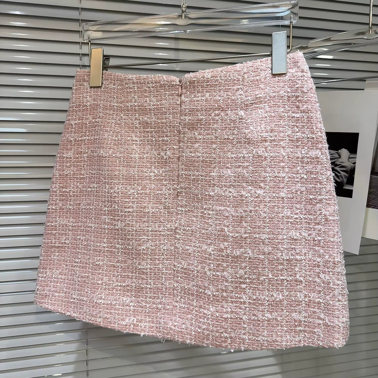 Boss Babe Short Jacket Coat Tweed Pink Mini Skirt