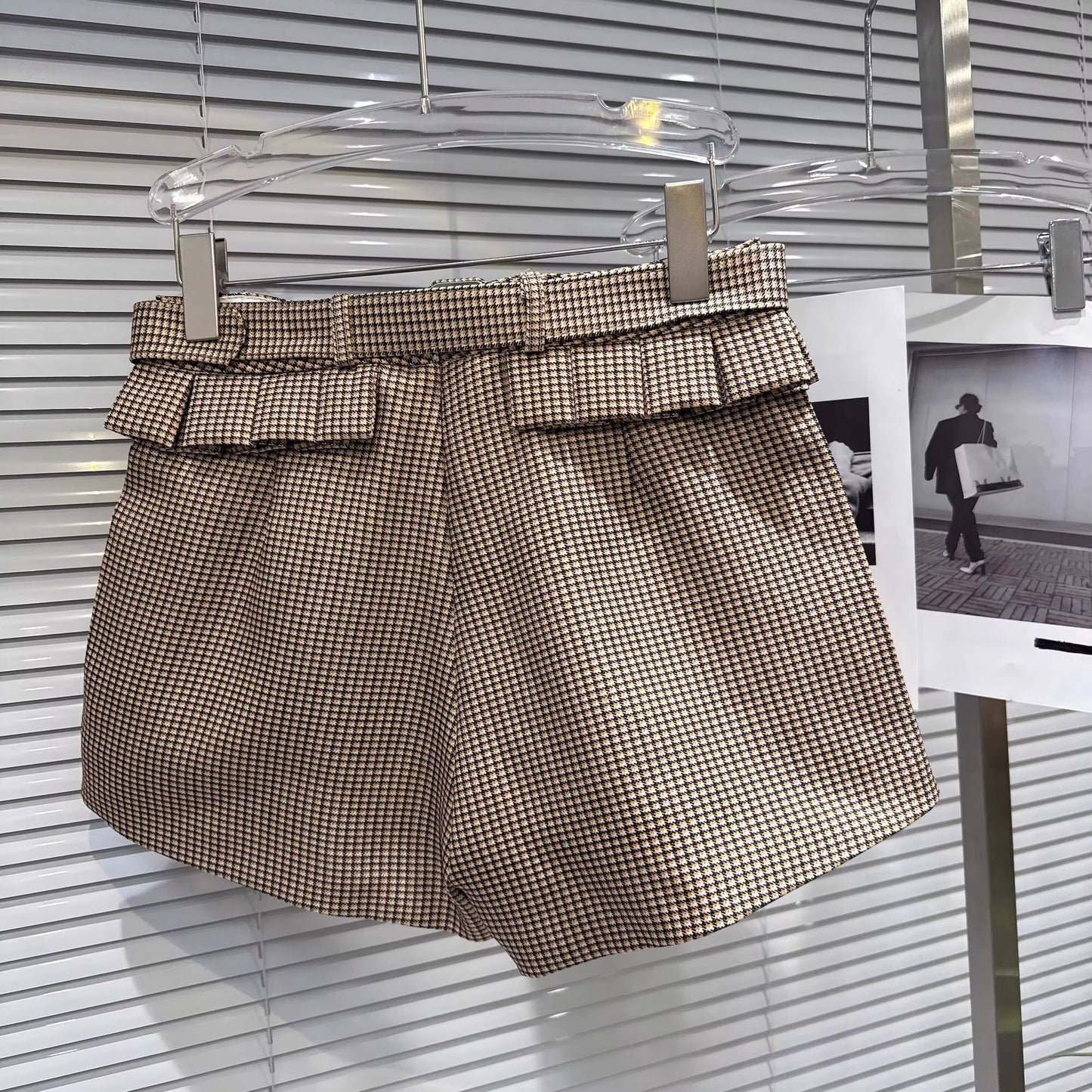 Boss Babe Bow Necktie Sequins Collar Plaid Short & Jacket