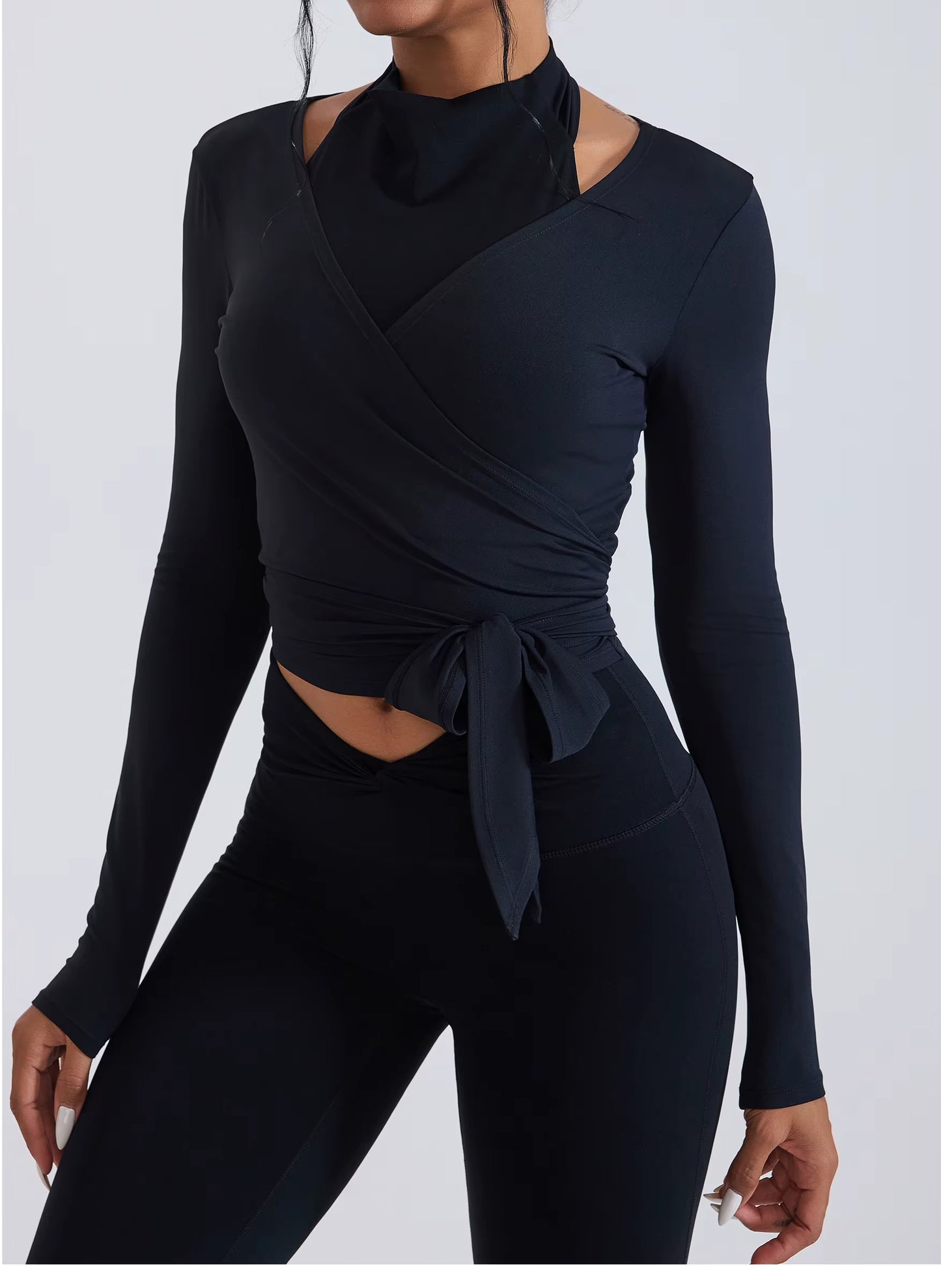 Luciana Crossover Strap Long Sleeve Cover-up