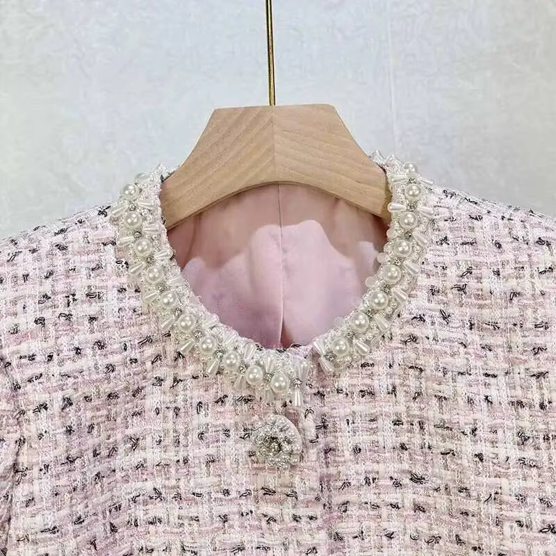 Boss Babe Crystal Pearl Tweed Top & Skirt Set