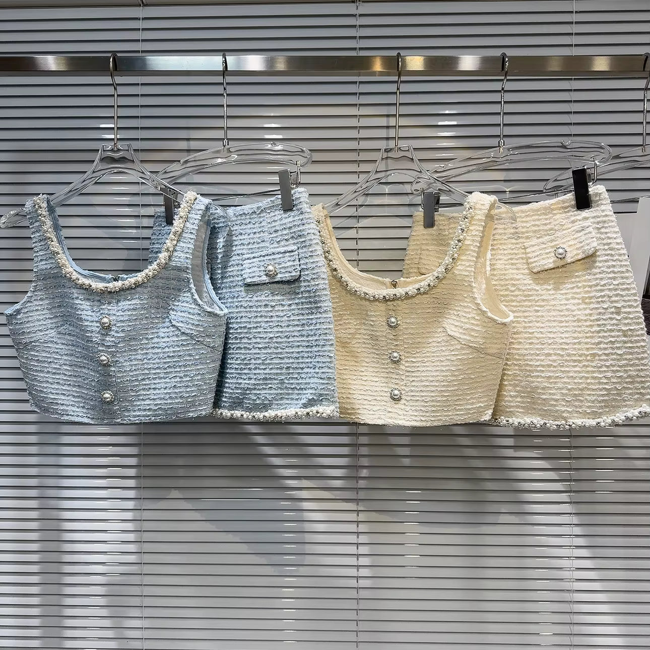 Boss Babe Sleeveless Crop Top Short Tweed Skirt