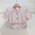 Boss Babe Crystal Pearl Tweed Top & Skirt Set