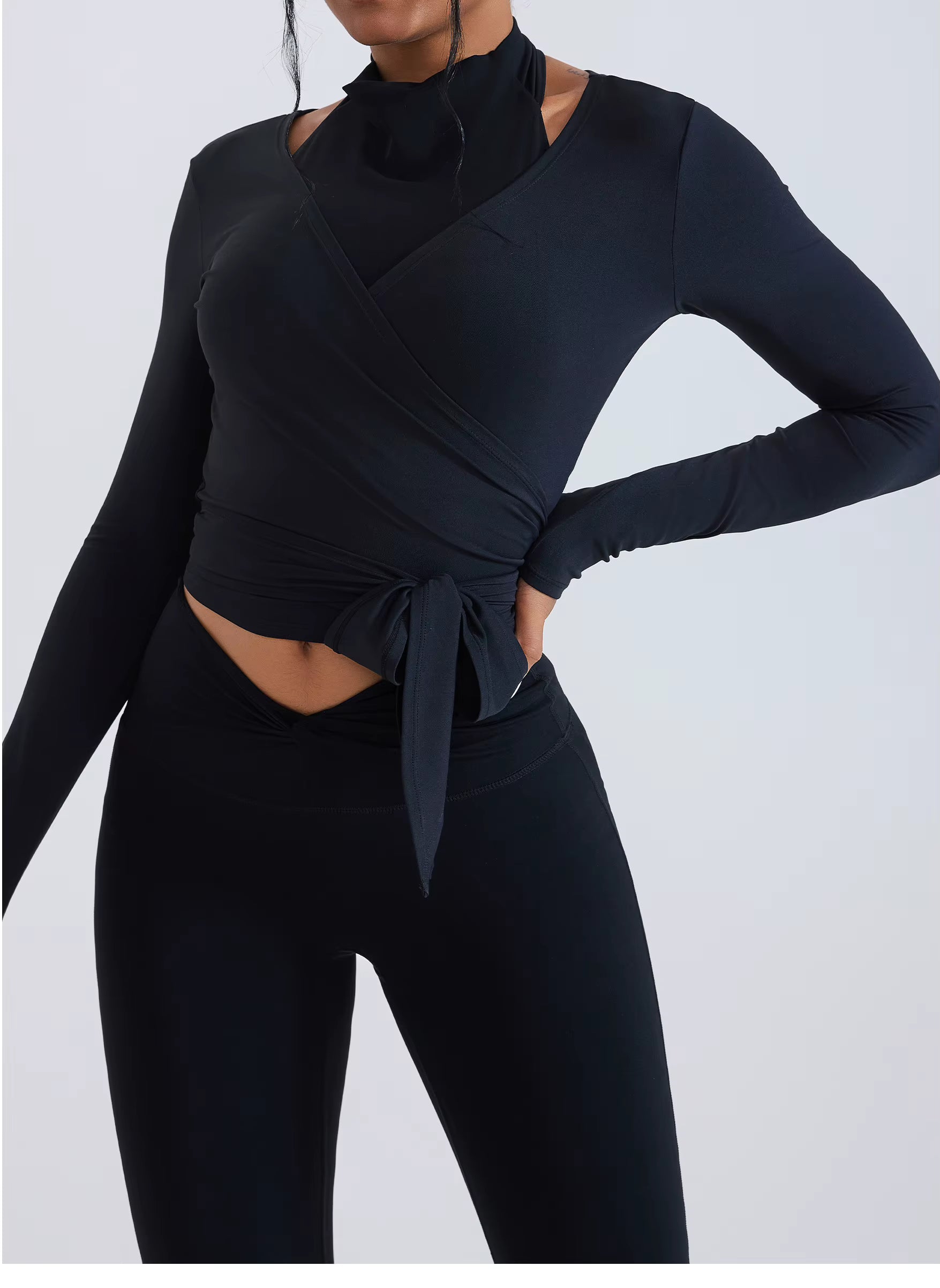 Luciana Crossover Strap Long Sleeve Cover-up