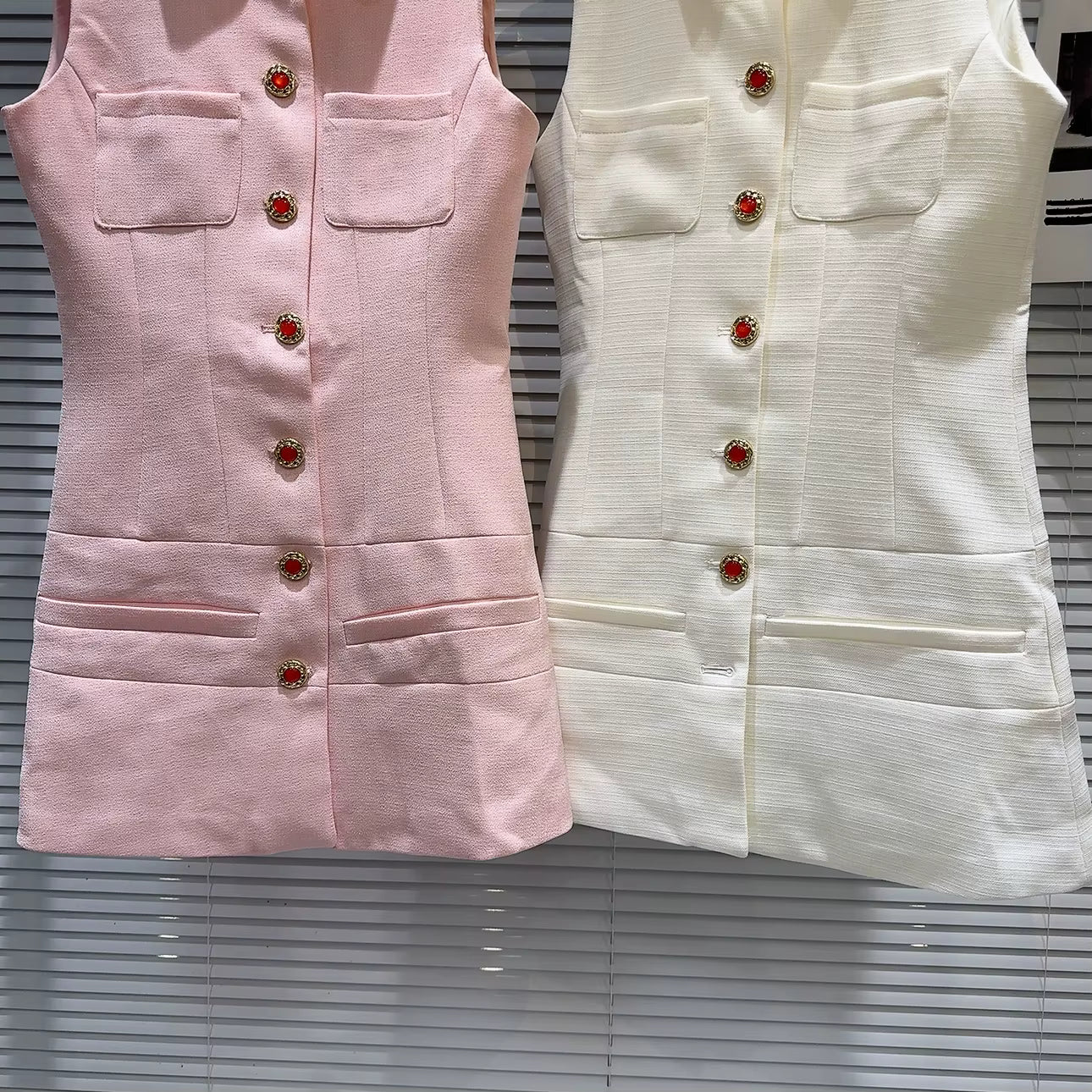 Boss Babe Sleeveless Turn Down Collar Tank Dress