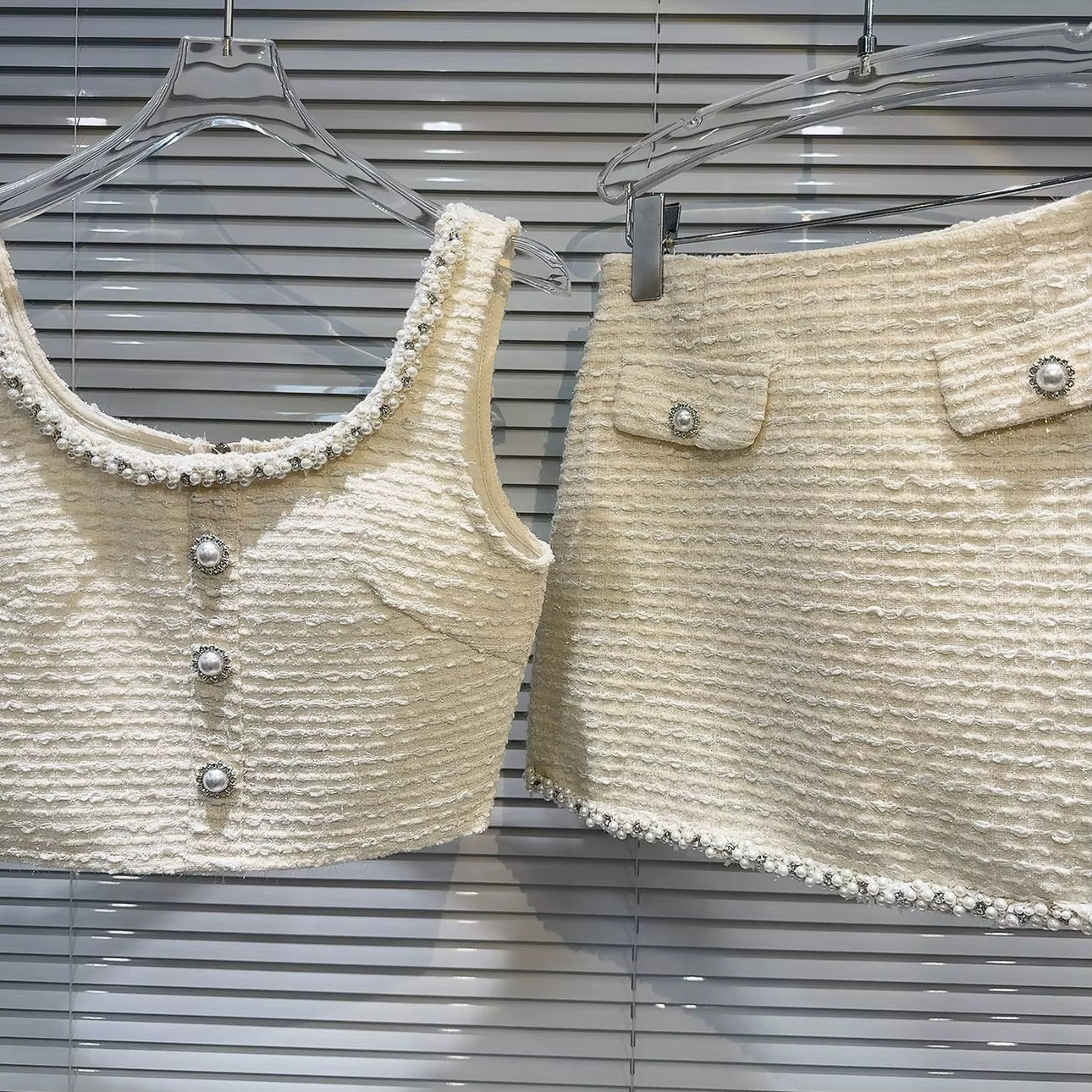 Boss Babe Sleeveless Crop Top Short Tweed Skirt
