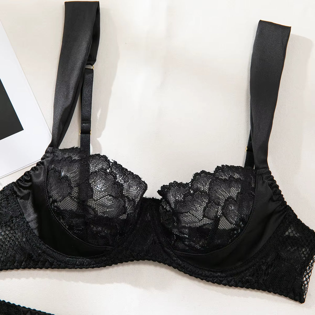 Ava Valentine Satin Lace Lingerie Set