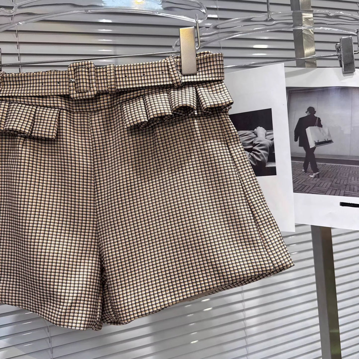 Boss Babe Bow Necktie Sequins Collar Plaid Short & Jacket