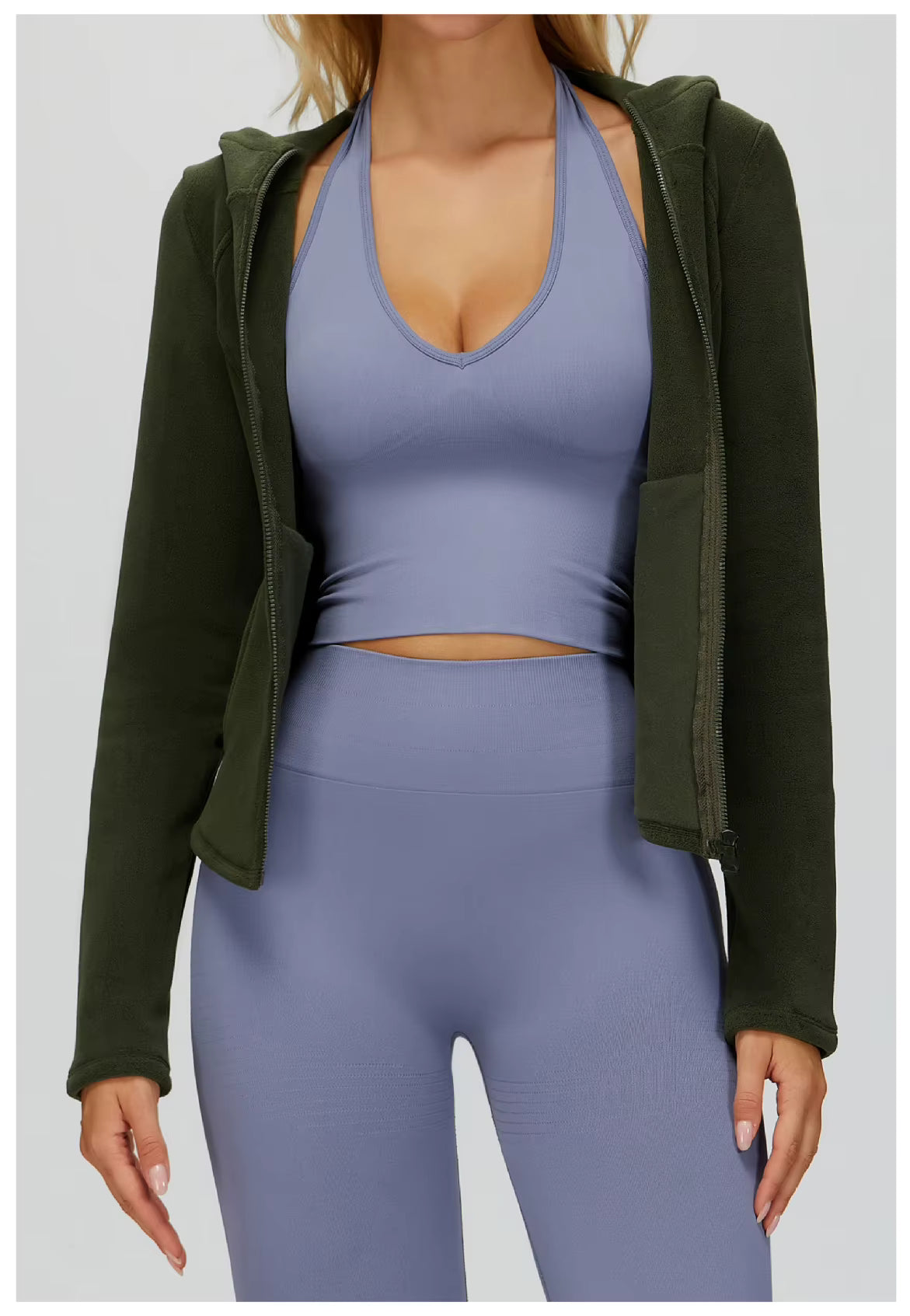 Aiza Zipper Yoga Shirts Windproof Sports Jacket