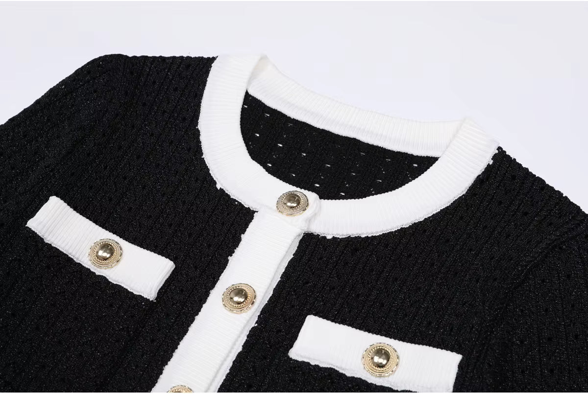 Boss Babe Long-Sleeve Knitted Cardigan Jacket + Midi Skirt Two Piece Set