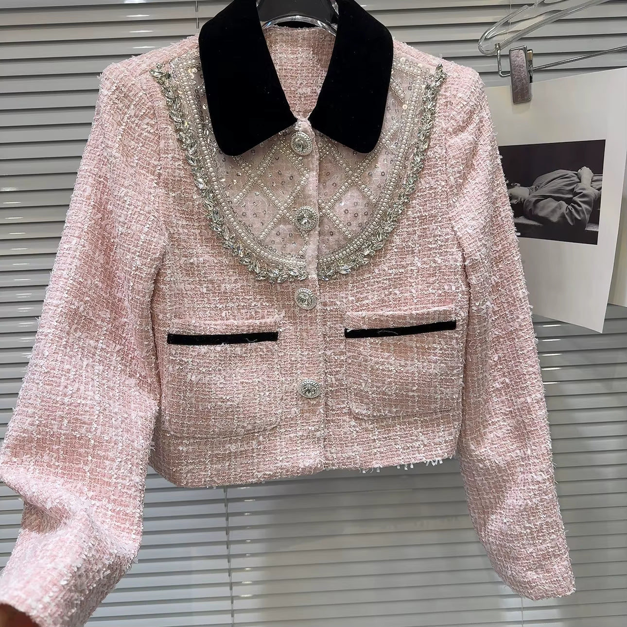 Boss Babe Short Jacket Coat Tweed Pink Mini Skirt