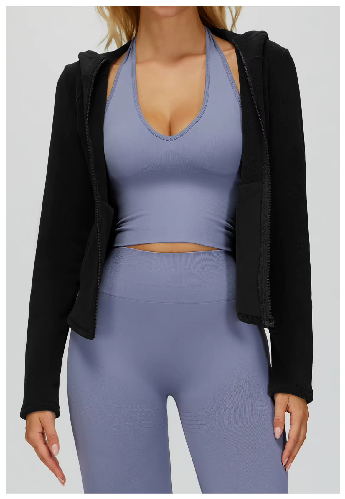 Aiza Zipper Yoga Shirts Windproof Sports Jacket