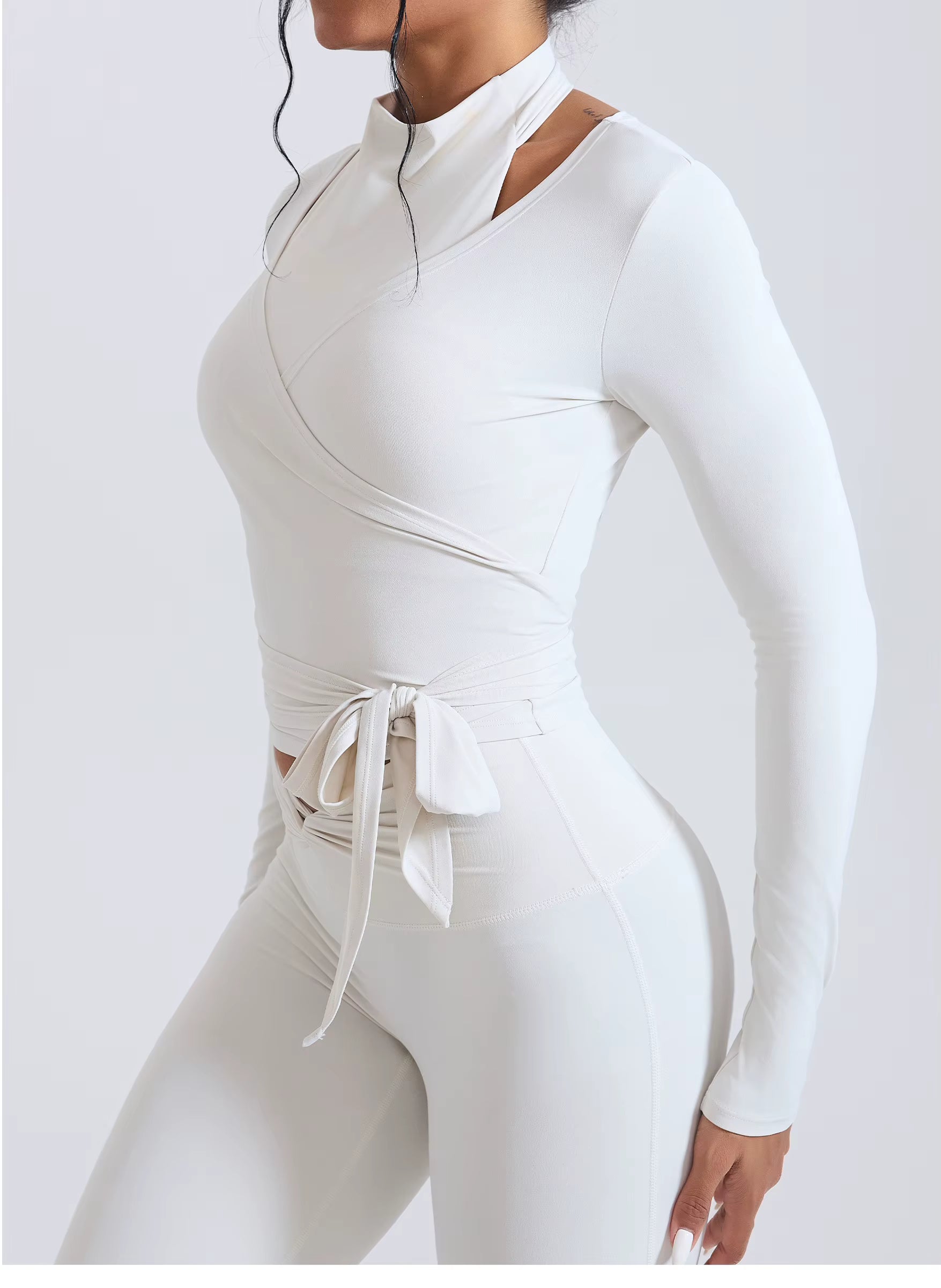 Luciana Crossover Strap Long Sleeve Cover-up