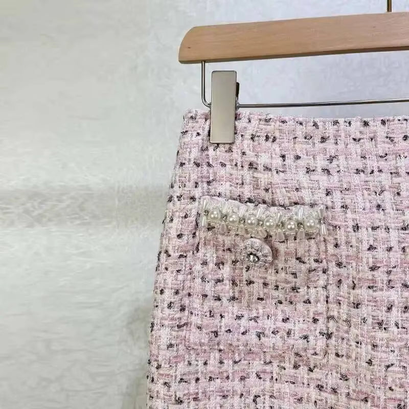 Boss Babe Crystal Pearl Tweed Top & Skirt Set