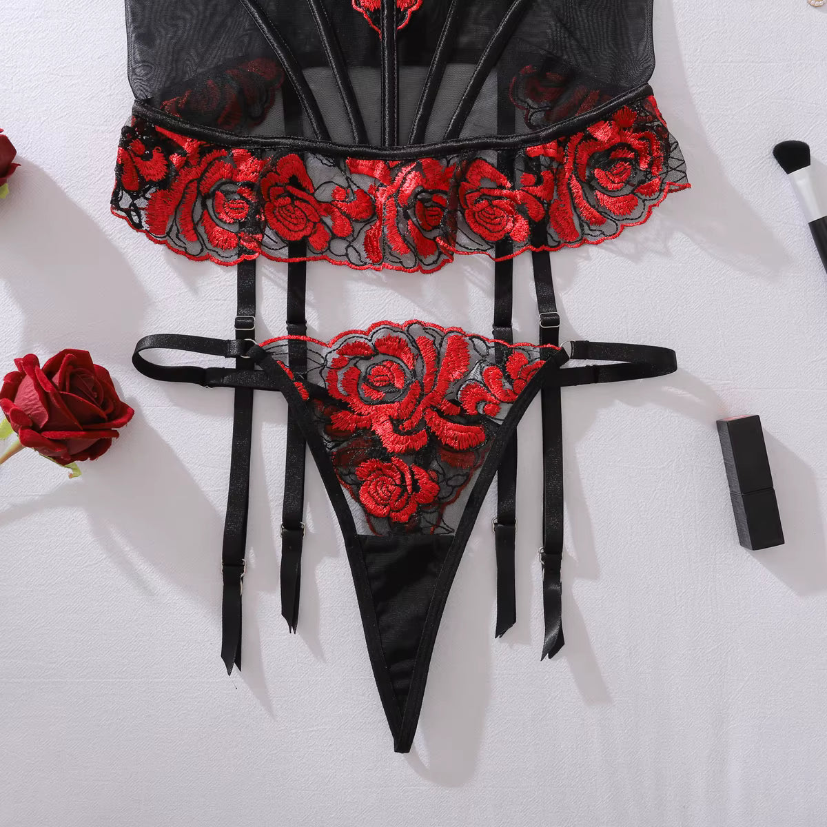 Mia Valentine Tulle Corset Lingerie Set