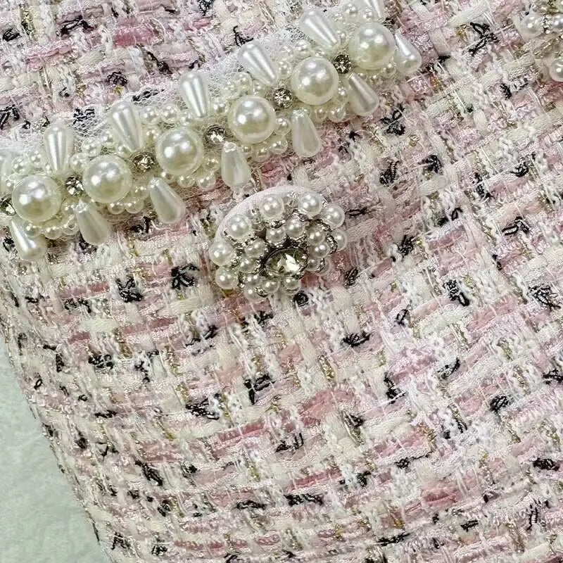 Boss Babe Crystal Pearl Tweed Top & Skirt Set