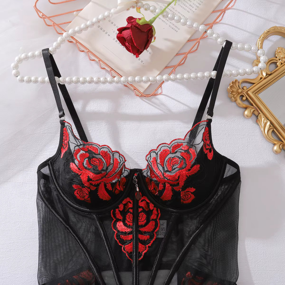 Mia Valentine Tulle Corset Lingerie Set