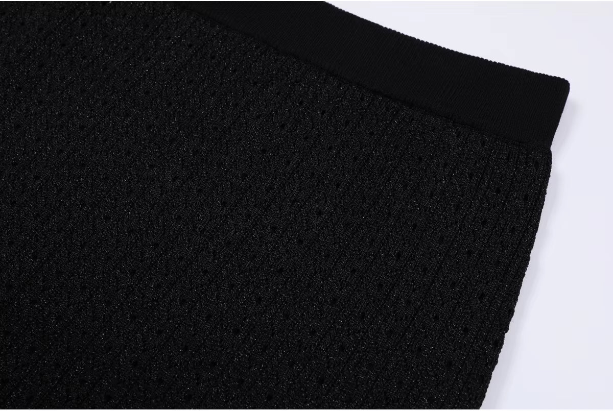 Boss Babe Long-Sleeve Knitted Cardigan Jacket + Midi Skirt Two Piece Set