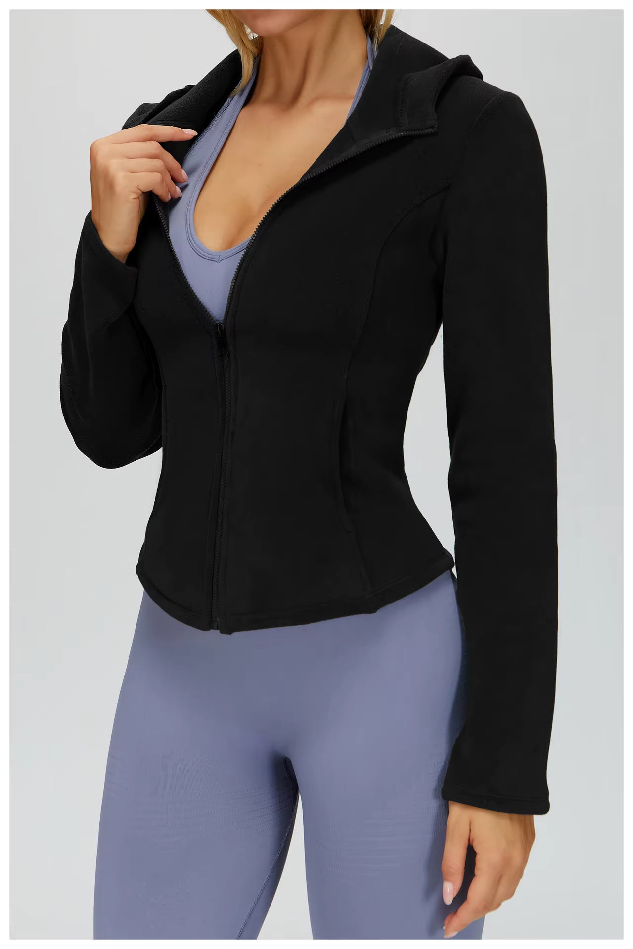 Aiza Zipper Yoga Shirts Windproof Sports Jacket