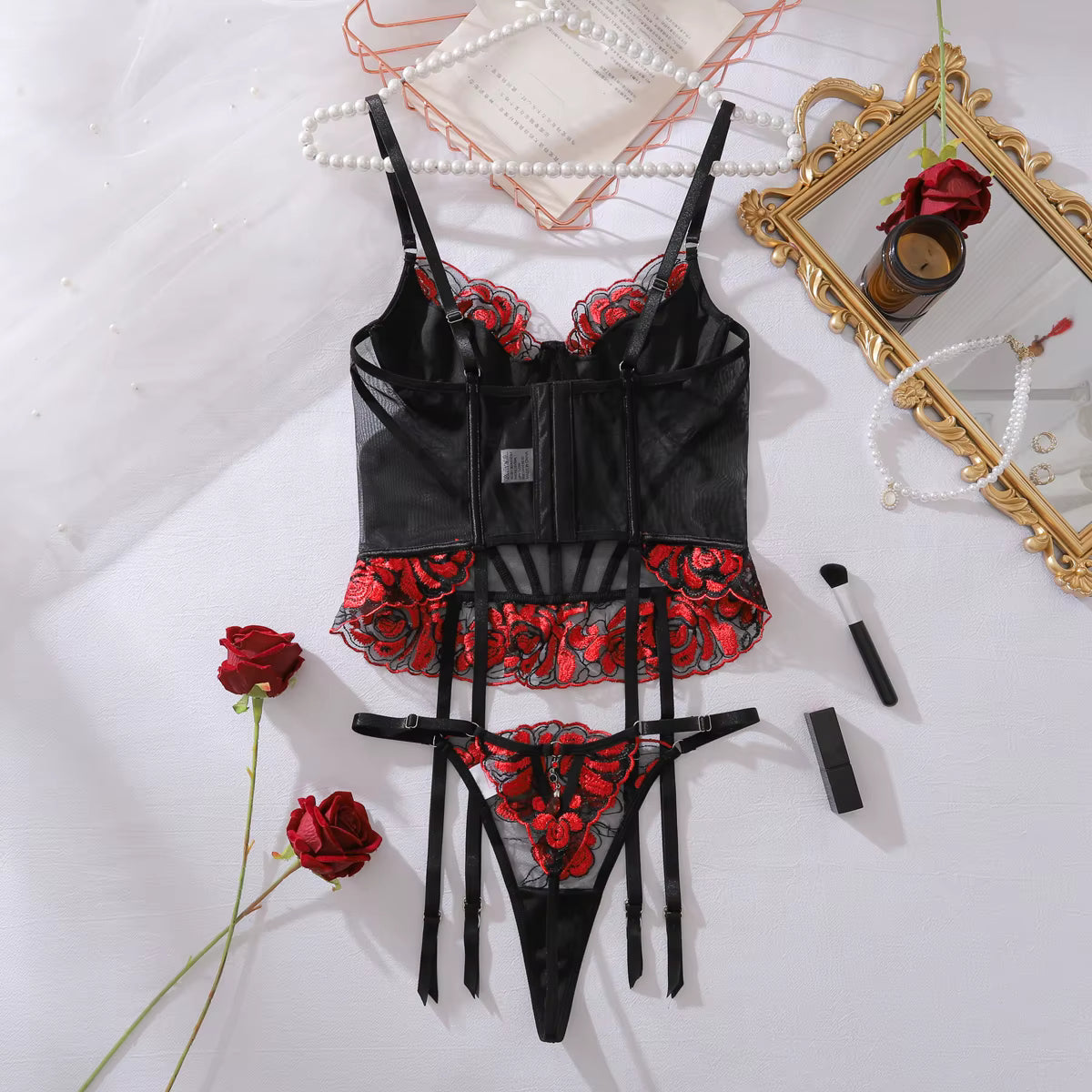 Mia Valentine Tulle Corset Lingerie Set