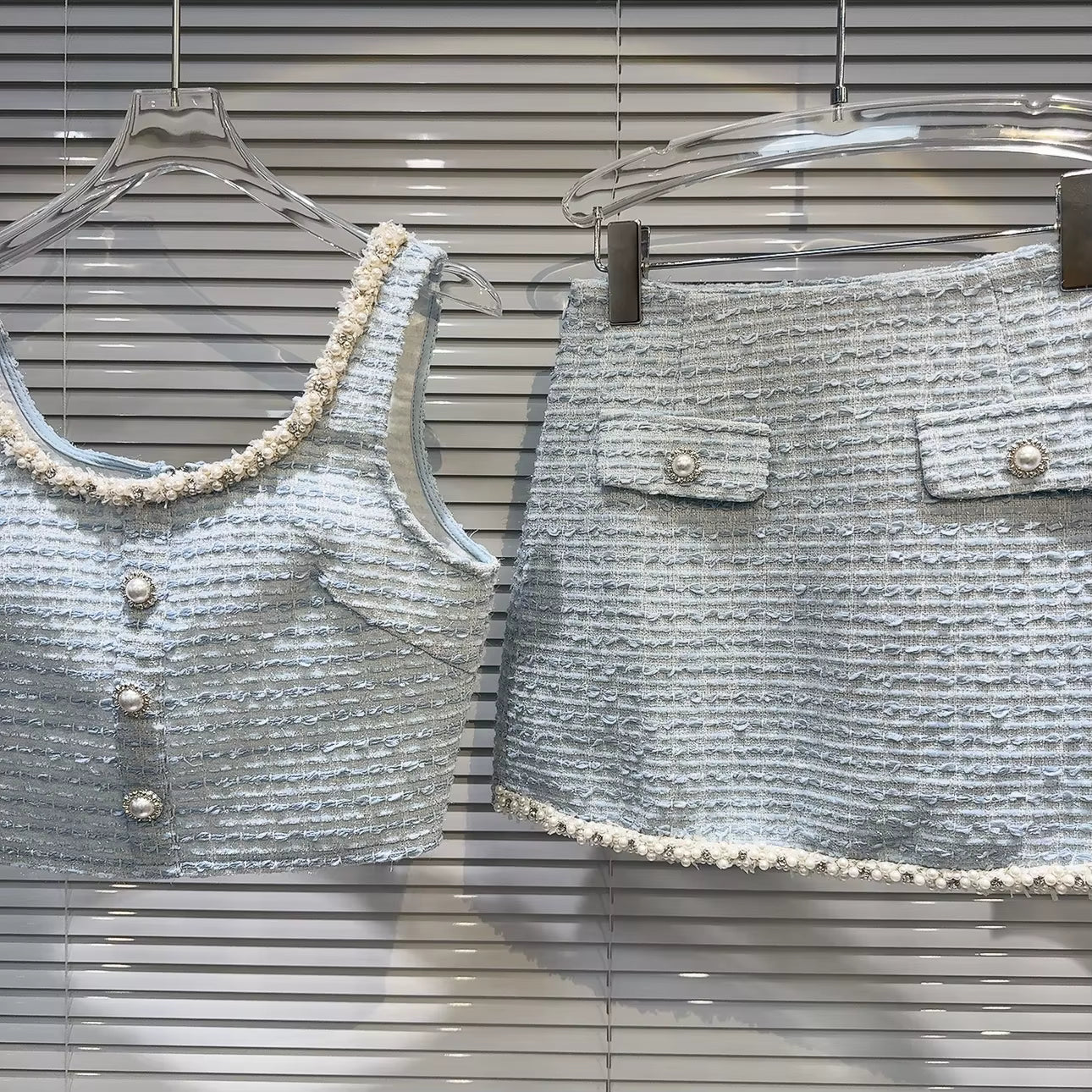 Boss Babe Sleeveless Crop Top Short Tweed Skirt