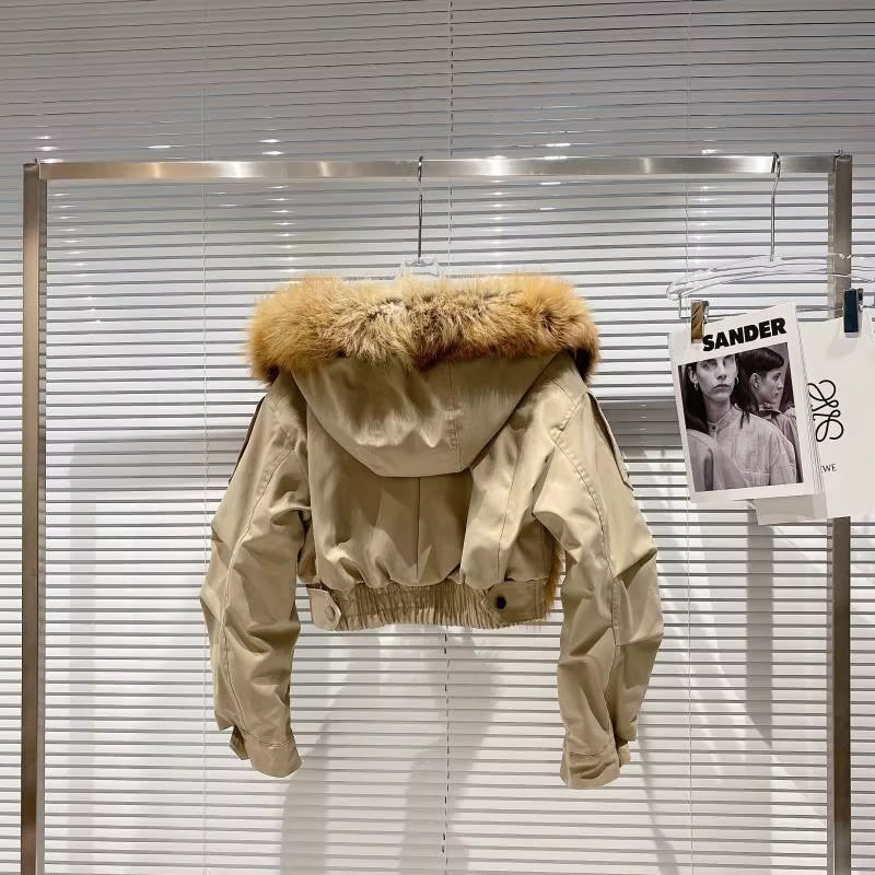 Boss Babe Removable Faux Fox Fur Hooded Short Jacket